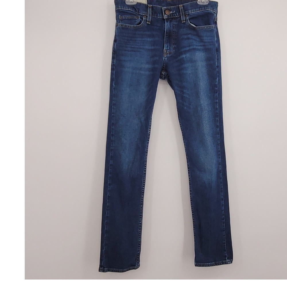 Hollister Men Jeans 30/32 Blue Denim Slim Straight DarkWash Gruge Streetwear Y2K